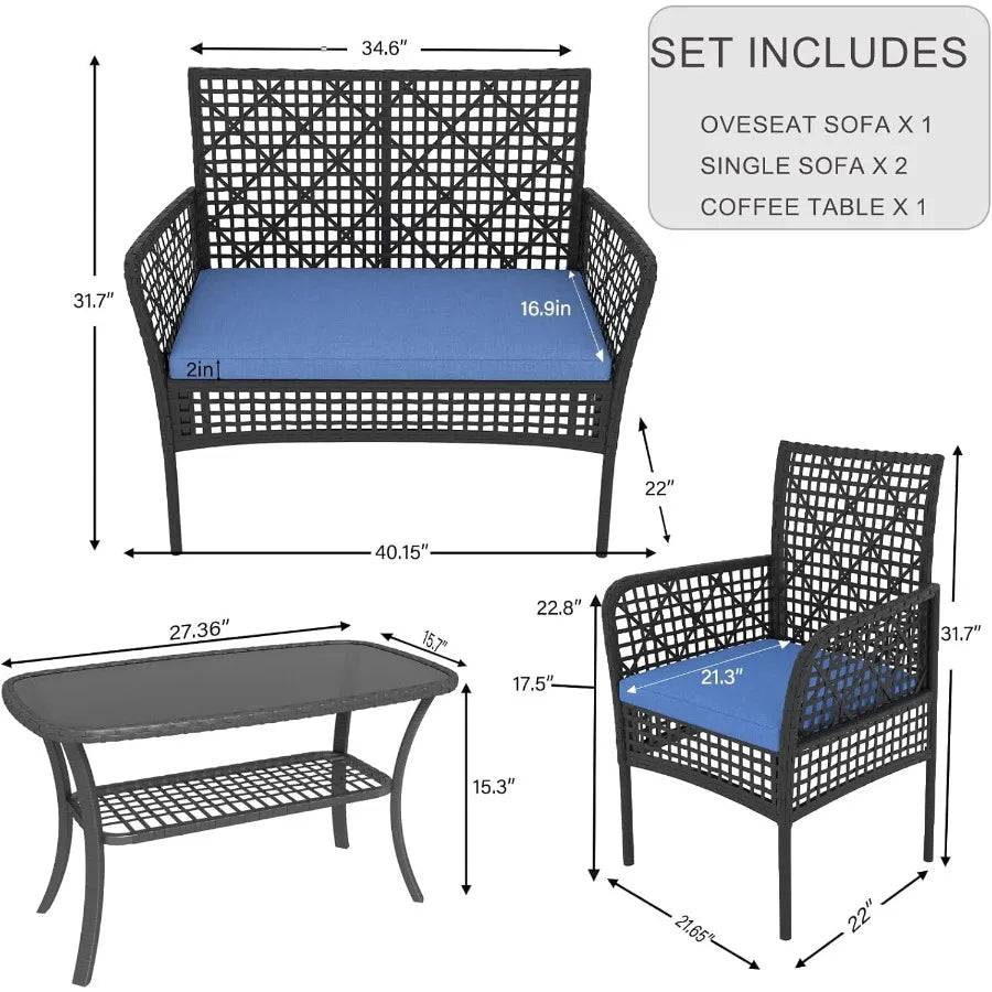 4 Pieces Outdoor Patio Furniture Set