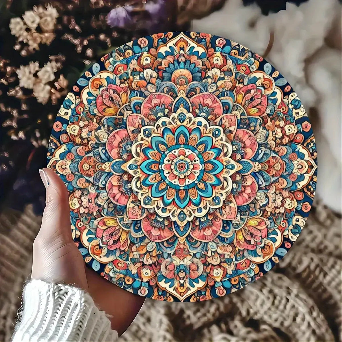 Mandala Flower Pattern Aluminum Sign
