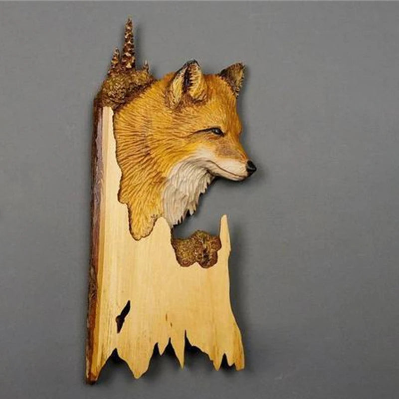 Flat Animal Handcraft Wall Hanging Sculpture Wooden