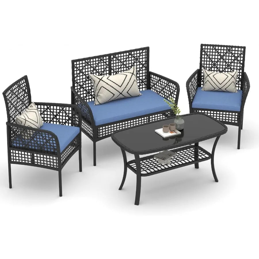 4 Pieces Outdoor Patio Furniture Set
