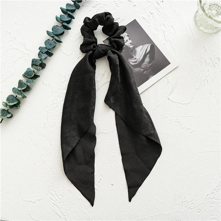 Fashion Bow Satin Long Ribbon Ponytail Scarf