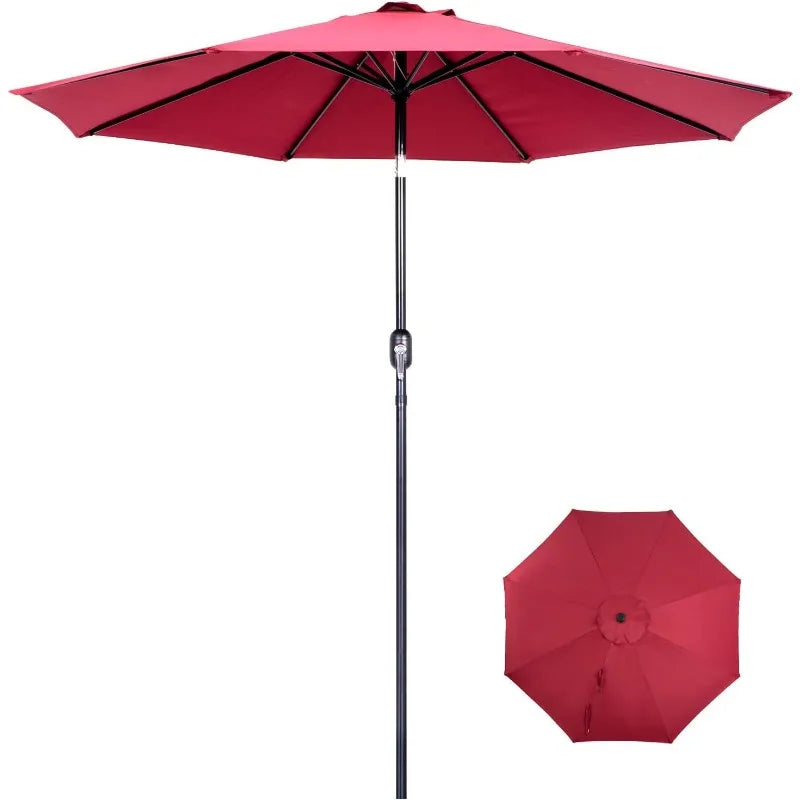 9 Ft Patio Umbrella with Push Button Tilt and Crank System