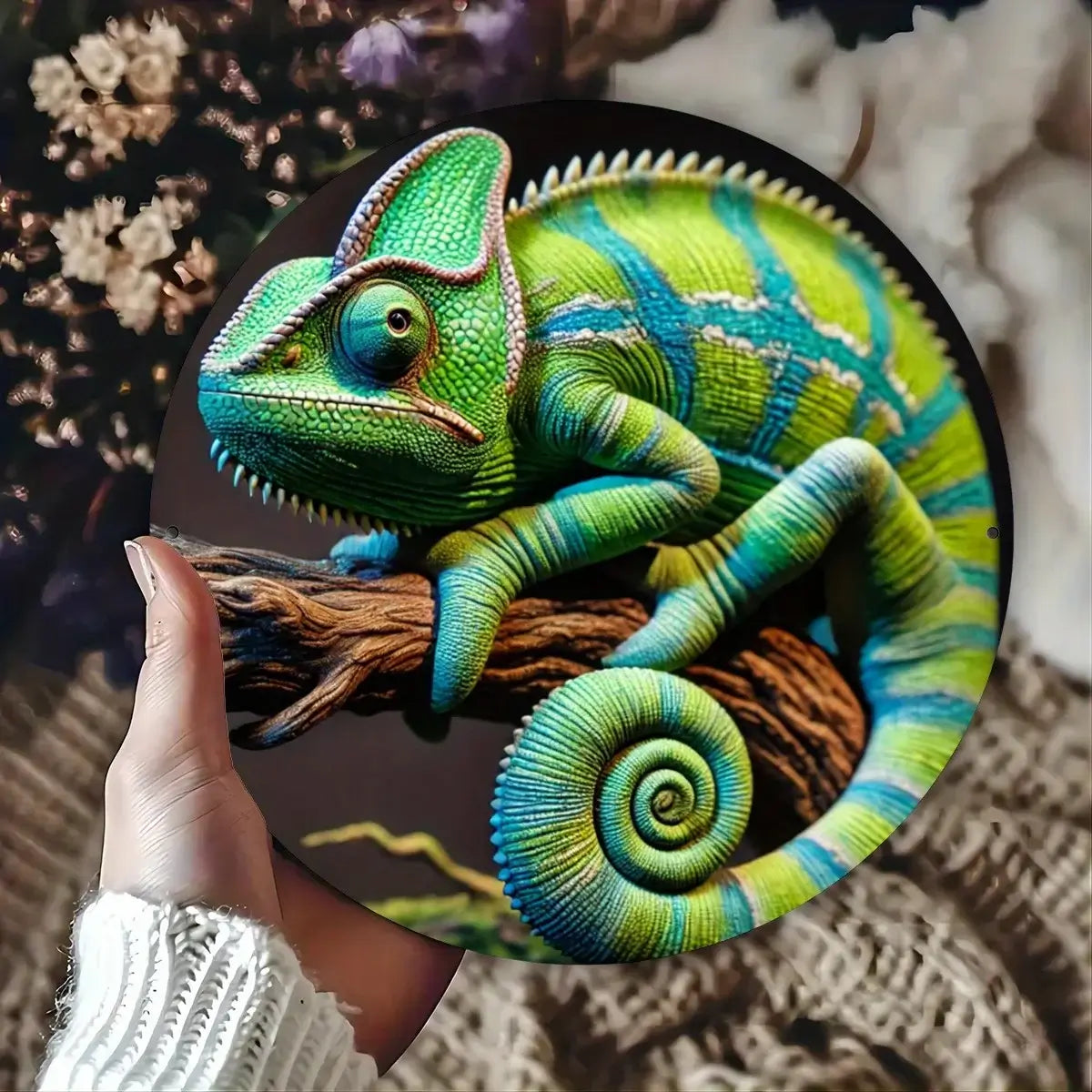 2D Aluminum Metal Sign Chameleon Art