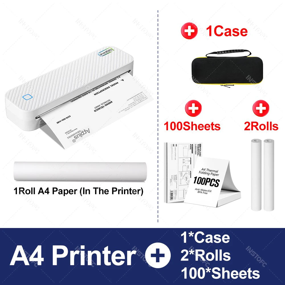 Portable A4 Thermal Printer Bluetooth Photos PDF Document Printing Machine -