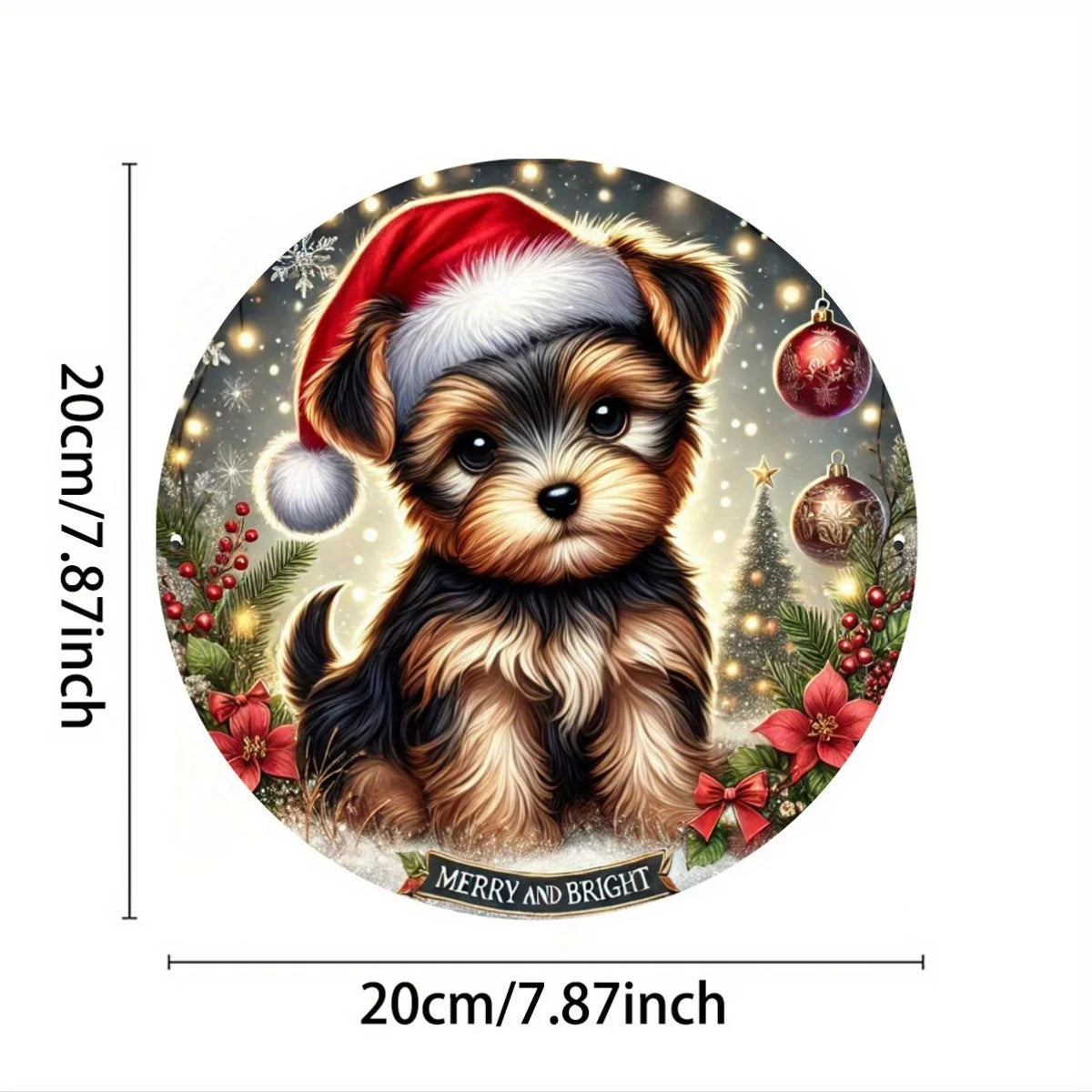 Yorkshire Terrier Christmas Hat- Metal Sign