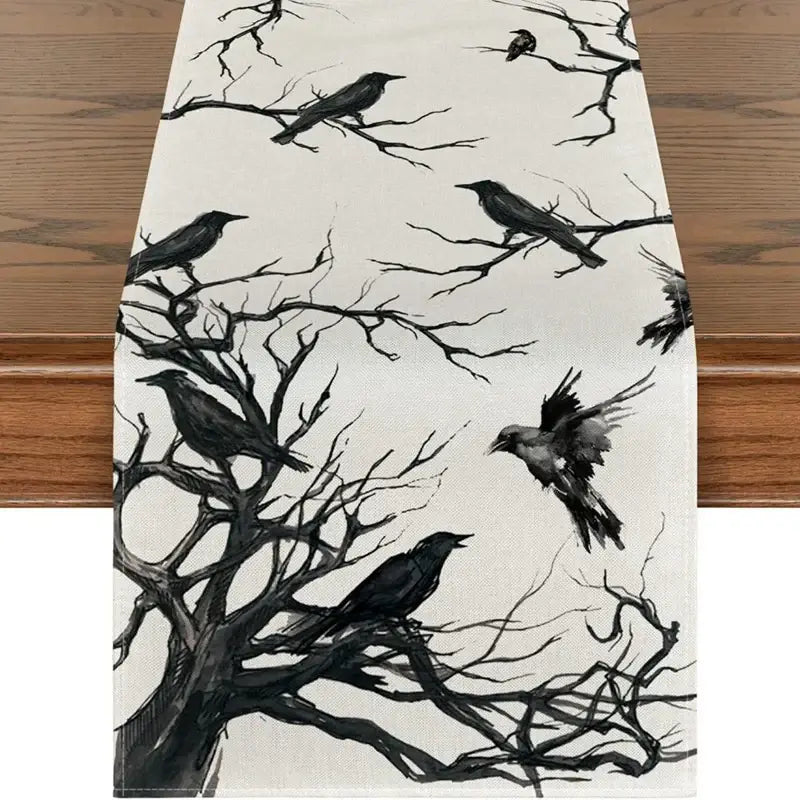 Halloween Printed Linen Table Runner