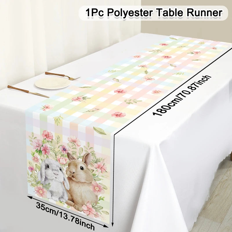 1Pc Easter Bunny and Floral Egg Table Runner