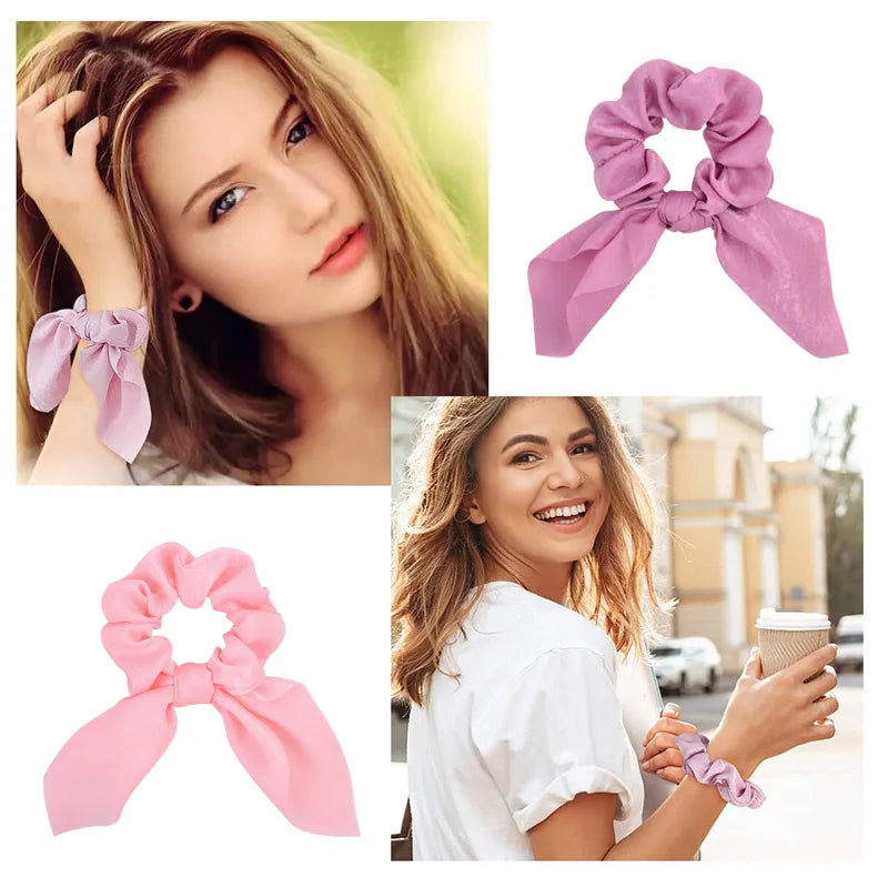 Chiffon Bowknot Elastic Hair Bands