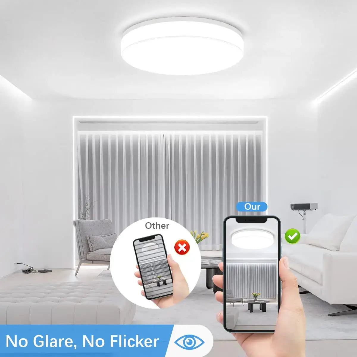 No glare, no flicker Round LED Ceiling Light compared to traditional lighting. Enhances visual comfort in modern living spaces.