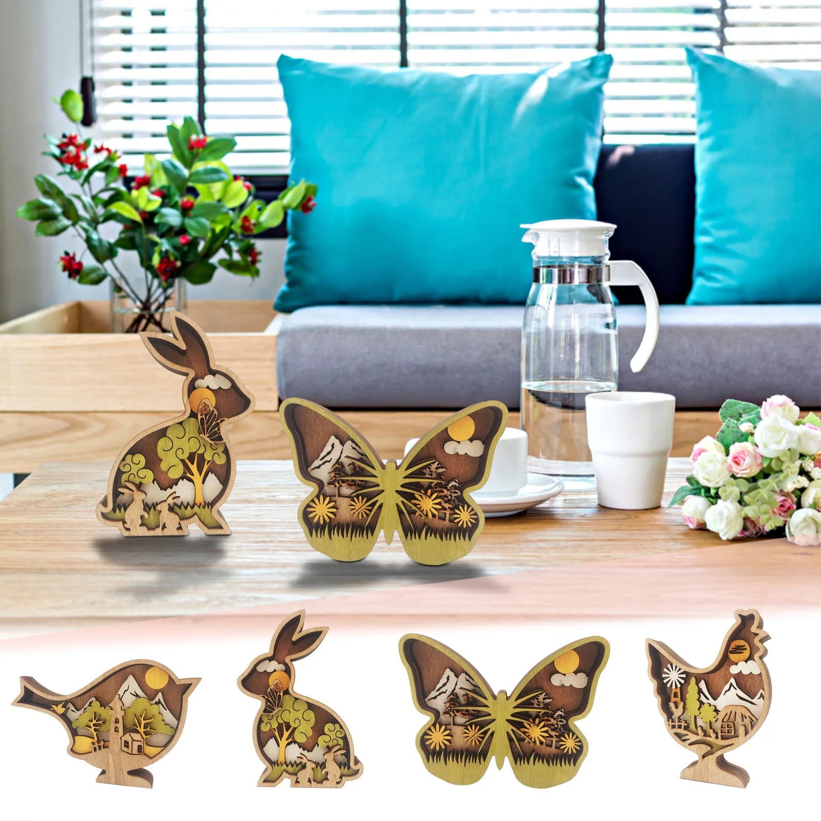 Wooden Forest Animals Decor