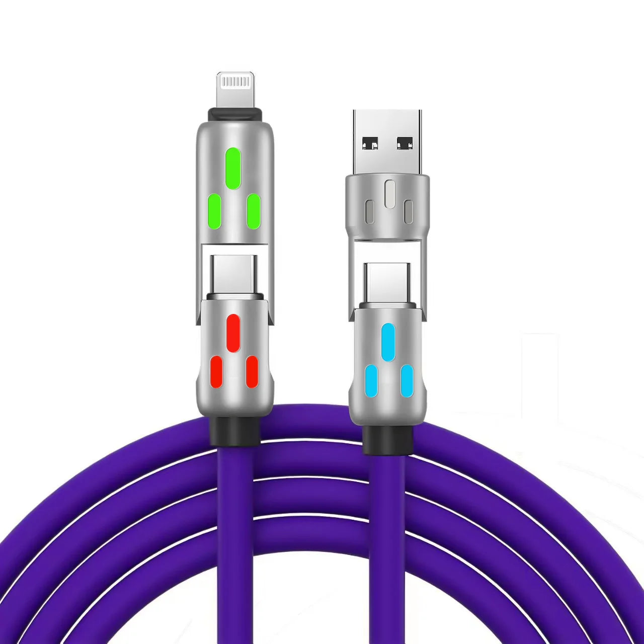 240W 4-in-1 USB Type C Silicone Fast Charging Cable