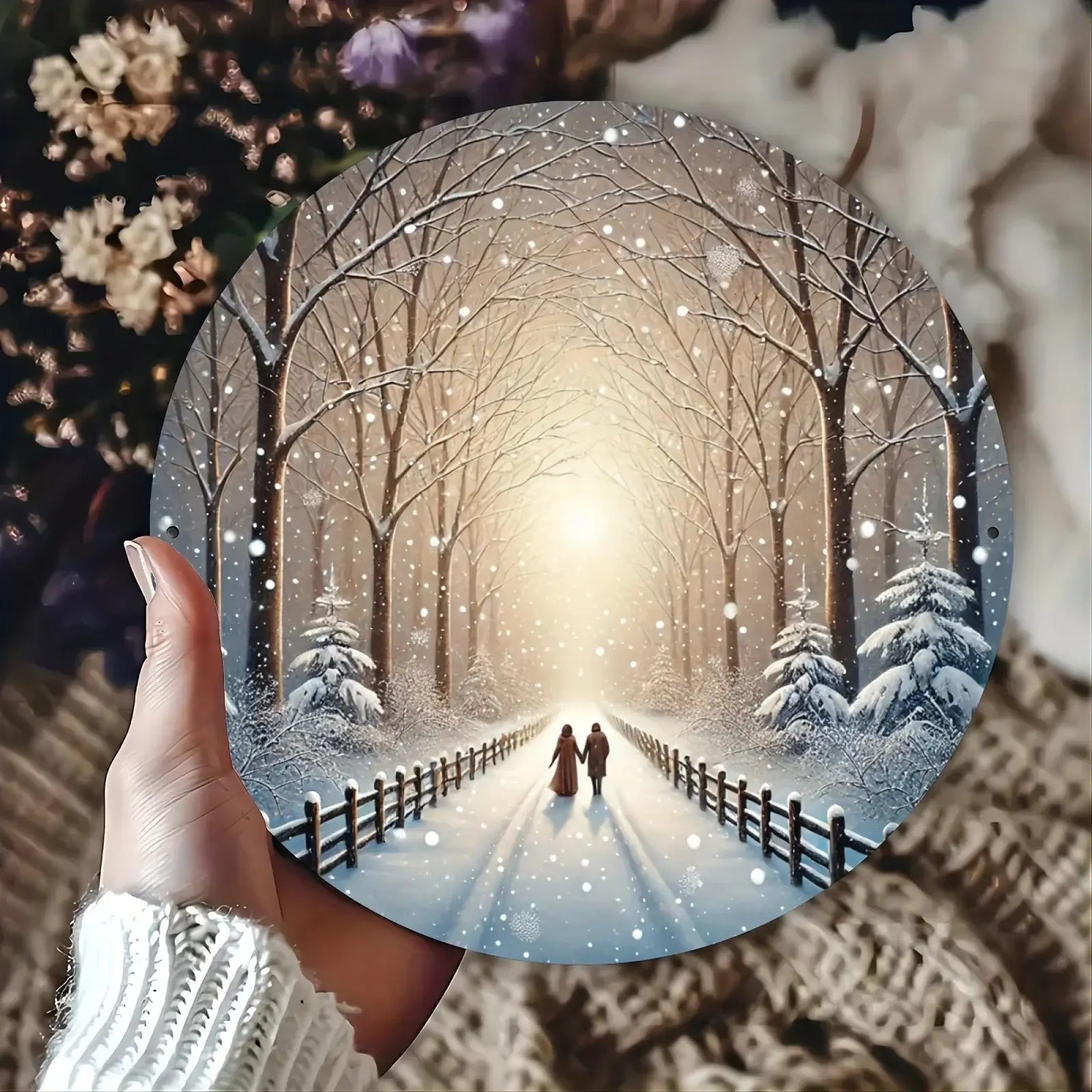 Winter Wonderland Round Metal Sign