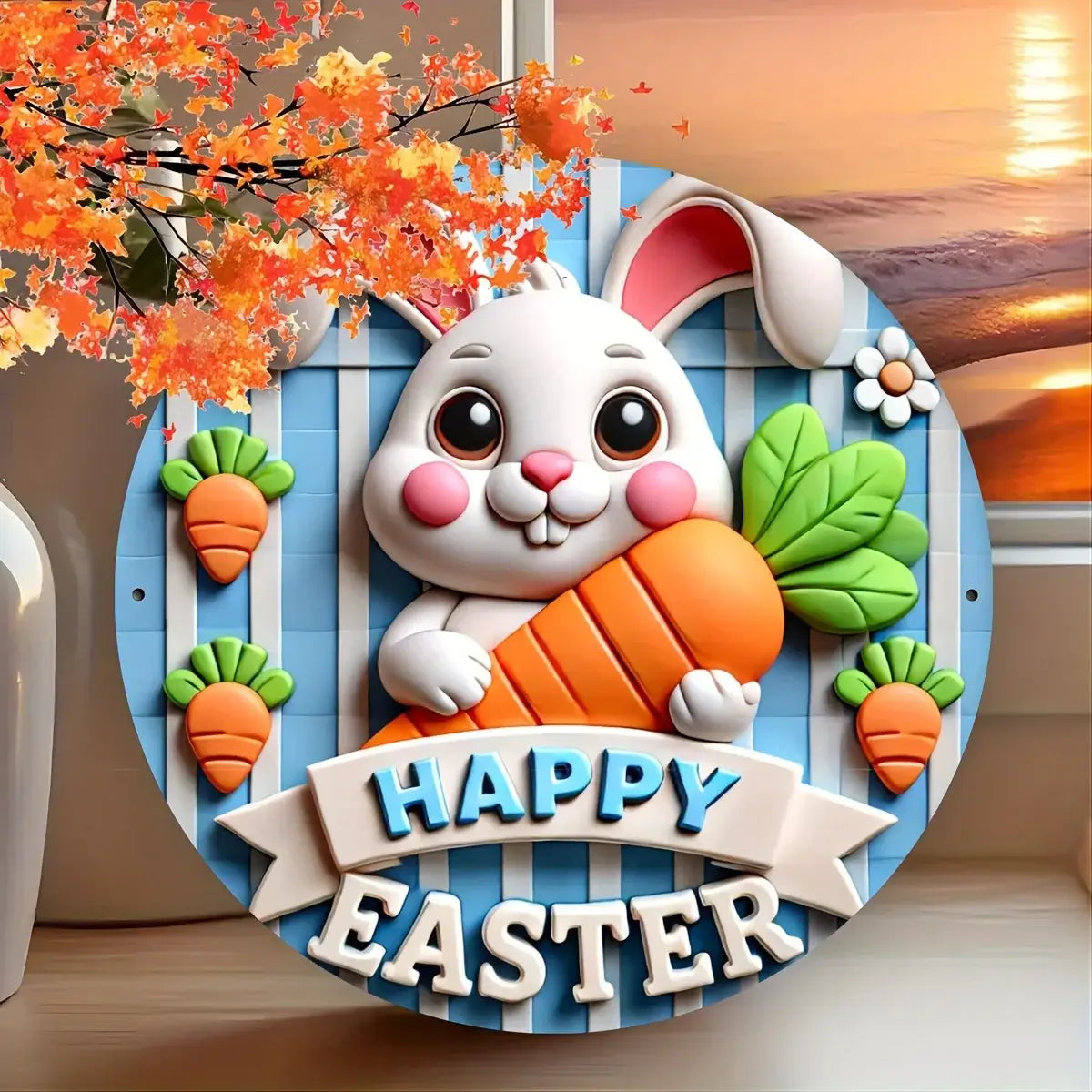 Easter Bunny Metal Sign 8x8 inch