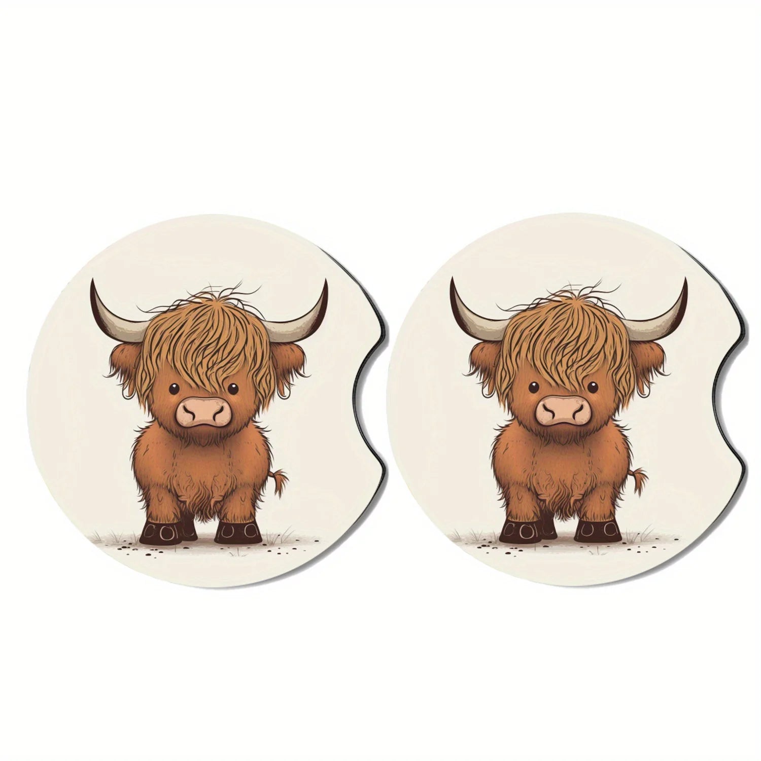 2pcs Scottish Highland car coasters