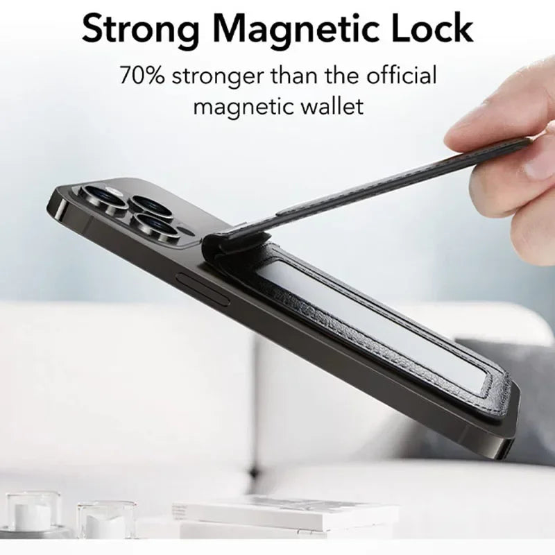 Leather Cellphone Mag-safe Magnetic Card Holder