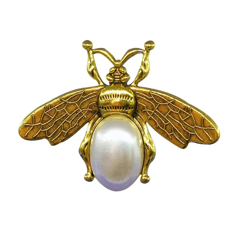 Gold insect shoe charm with pearl body from Insect Shoe Charms - Personalized Bling for Shoes, ideal for Crocs or sandals.