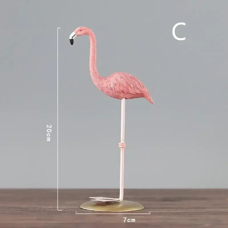 Creative Resin Flamingo Figurine style C, 20cm tall with upright posture, a stylish accent for home and garden decor.