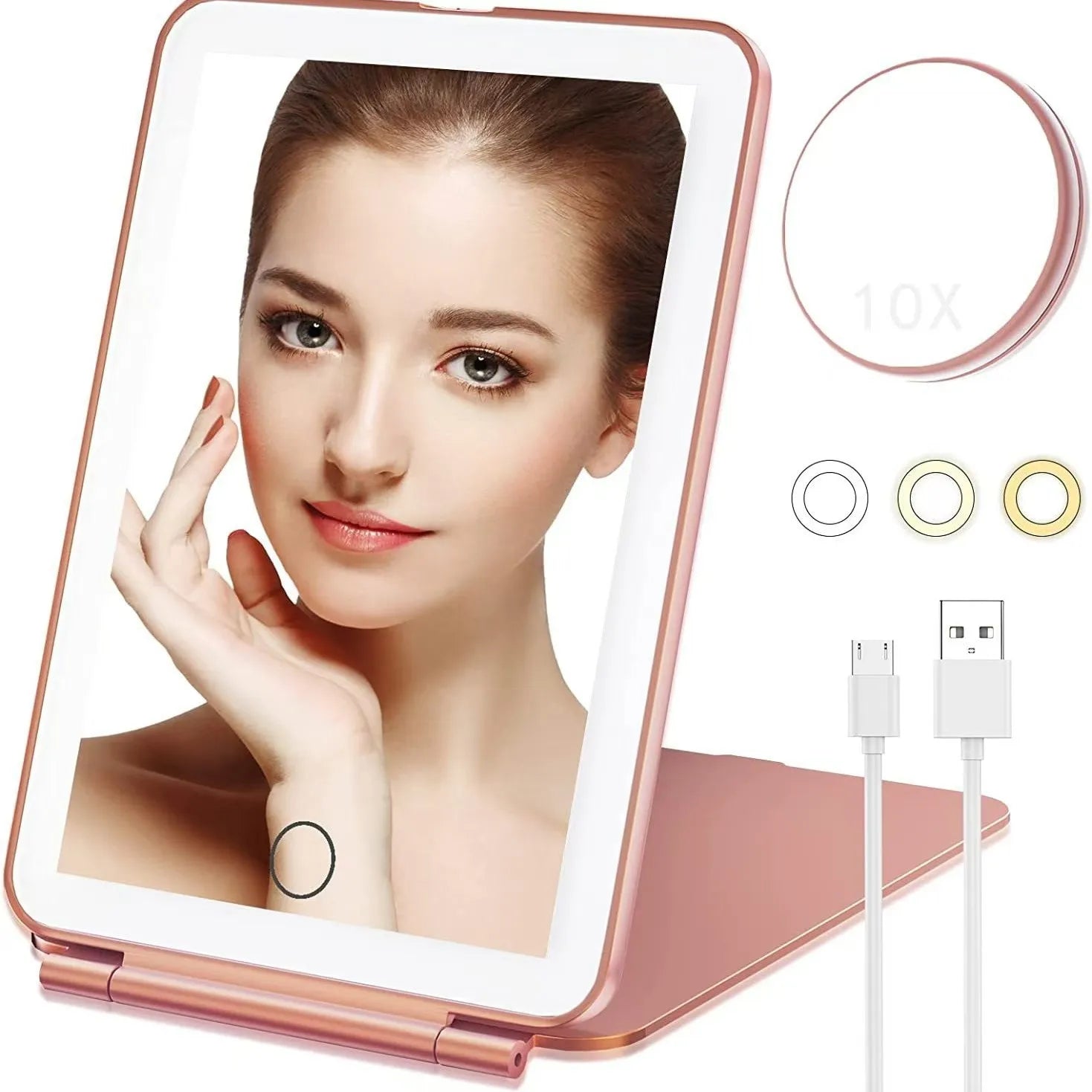 Makeup Mirror with 10X  3 Color Lights Magnifying 72 LED