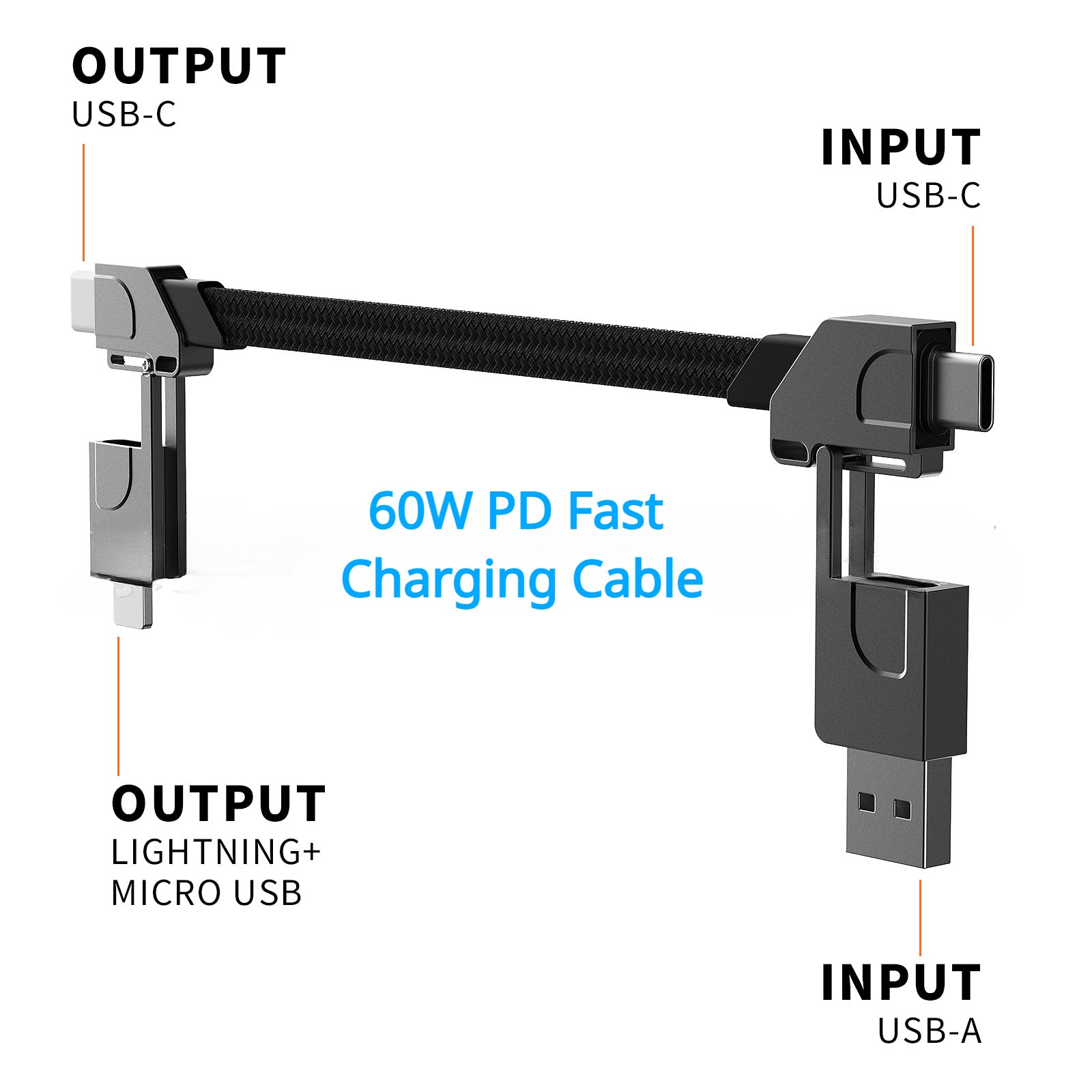 6 In 1 Multi Fast Charging Cable Keychain