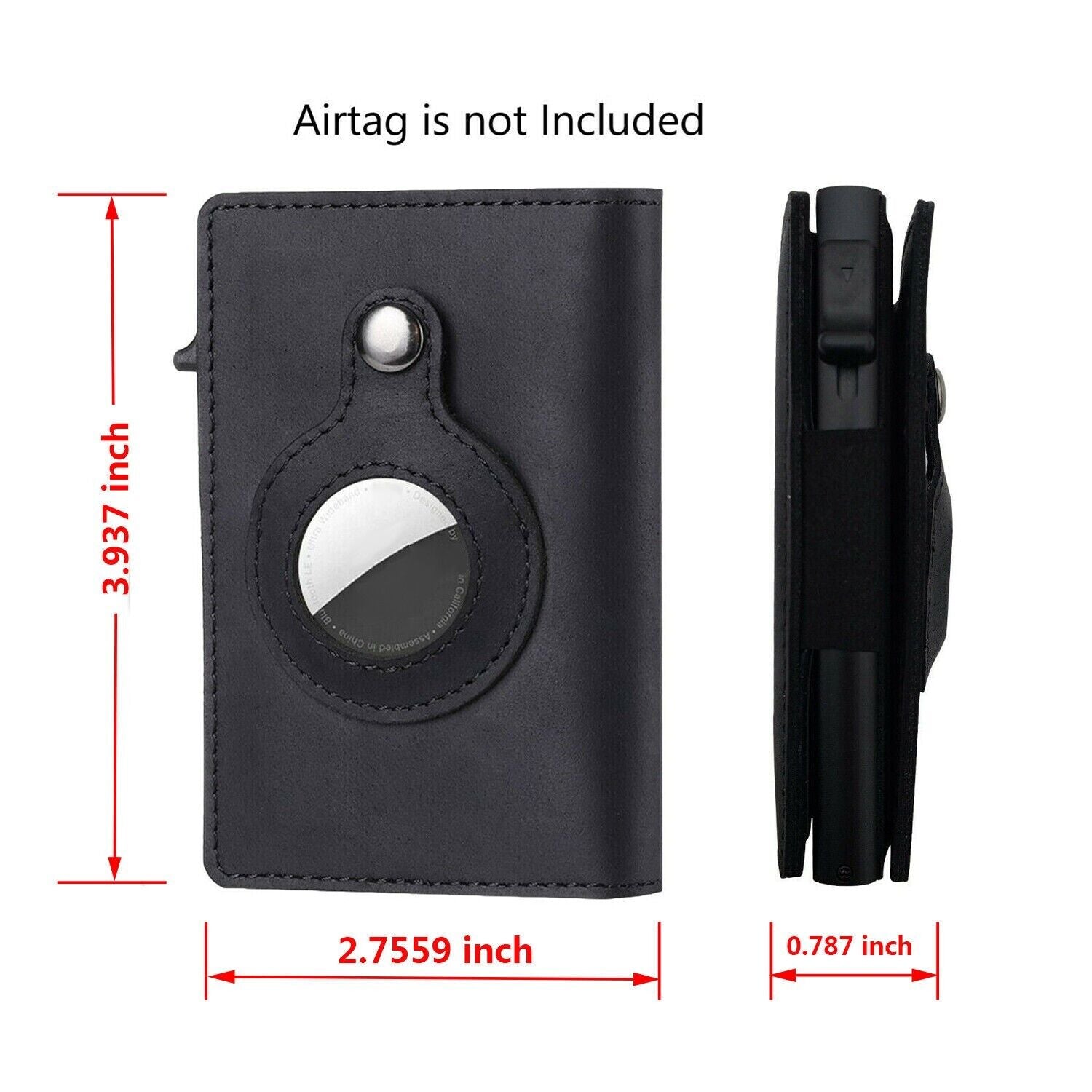 Airtag Wallet Case Genuine Leather Credit Card Holder Magnetic