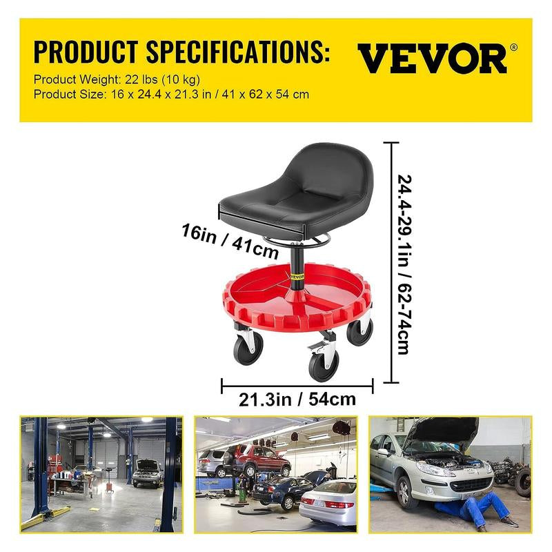 VEVOR 2 in 1 Z Creeper Seat Rolling Chair Auto Mechanics Shop Garage Work Stool