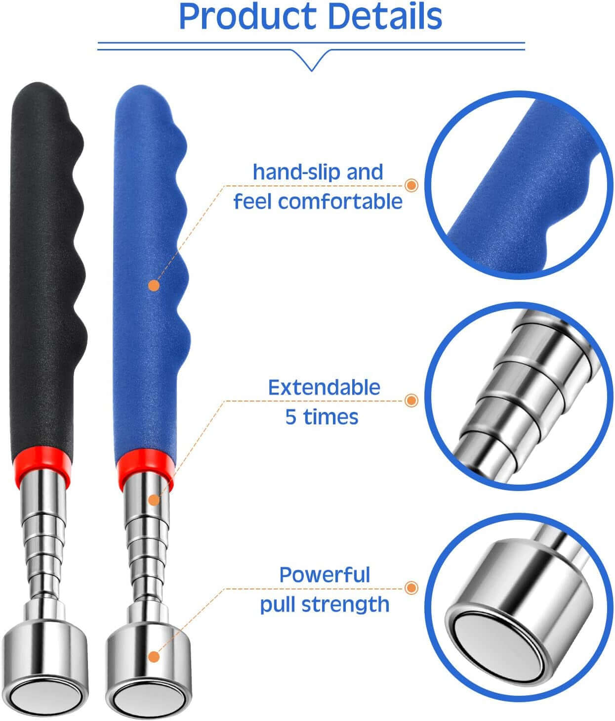 Telescoping Magnetic Pickup Tool 20 Lbs. Extension Tool Telescoping 30 Inch 