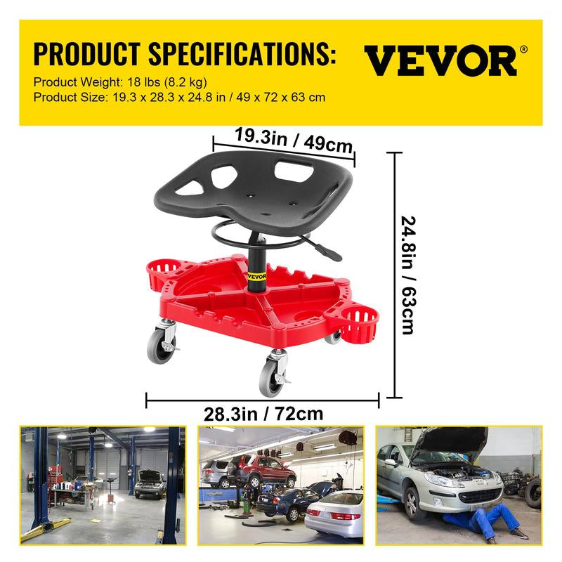 VEVOR 2 in 1 Z Creeper Seat Rolling Chair Auto Mechanics Shop Garage Work Stool