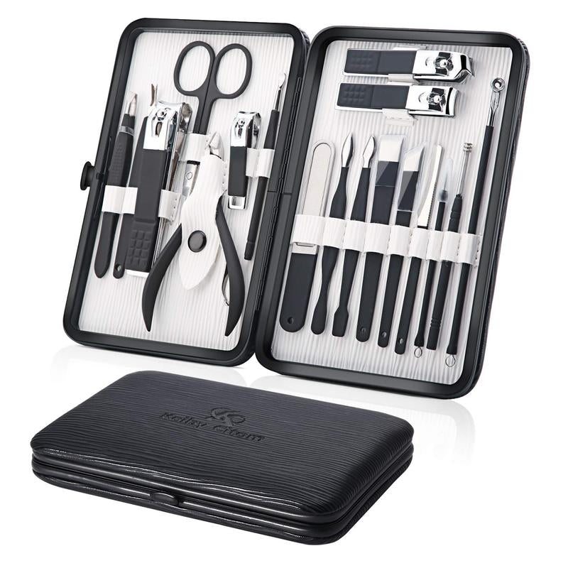 Manicure Set Professional Nail Clippers Kit Pedicure Care Tools- Stainless Steel Women Grooming Kit 18Pcs for Travel or Home