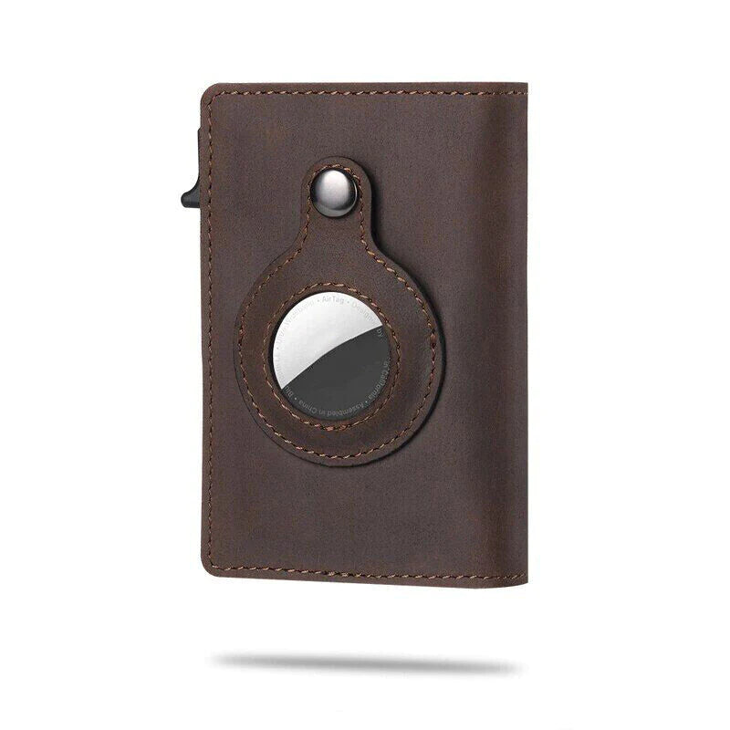 Airtag Wallet Case Genuine Leather Credit Card Holder Magnetic