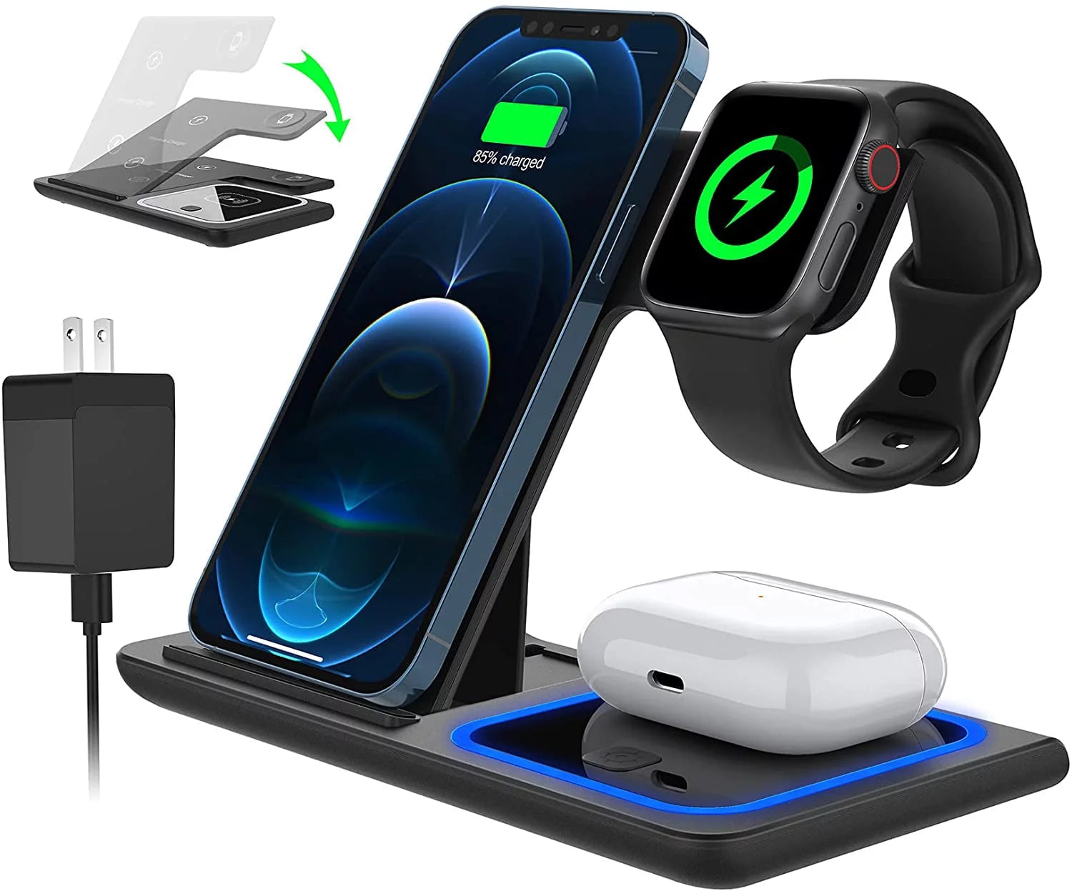 3 in 1 Wireless Charging Stand for IWatch Series SE, Airpods Pro & I phone