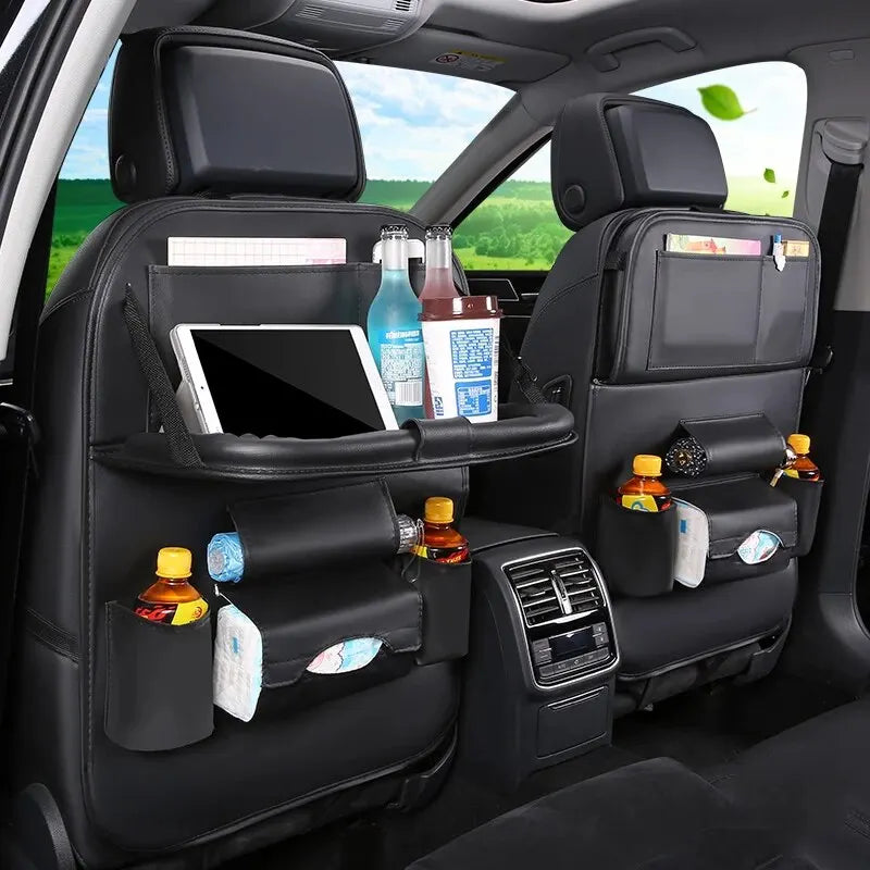 Car Seat Back Organizer with Foldable Table Tray 