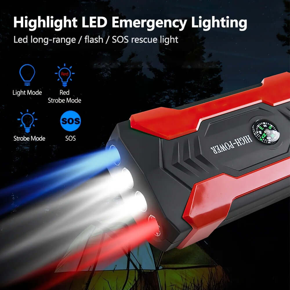 Rev up your ride with our powerful 28000mAh Car Jump Starter! 🚗💨 600A portable charger & LED flashlight included! Never get stranded again! 🔋✨