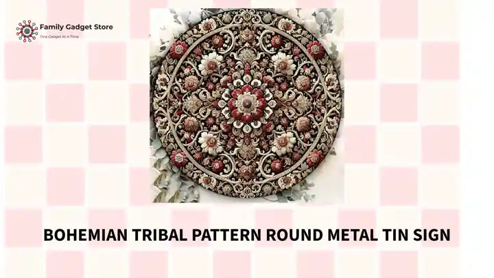 Bohemian Tribal Pattern Round Metal Tin Sign by@Outfy