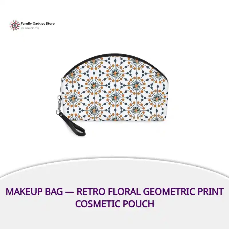 Makeup Bag &mdash; Retro Floral Geometric Print Cosmetic Pouch by@Outfy