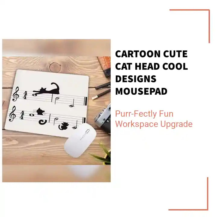 Cartoon Cute Cat Head Cool Designs Mousepad by@Outfy