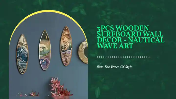 3PCS Wooden Surfboard Wall Decor - Nautical Wave Art by@Outfy