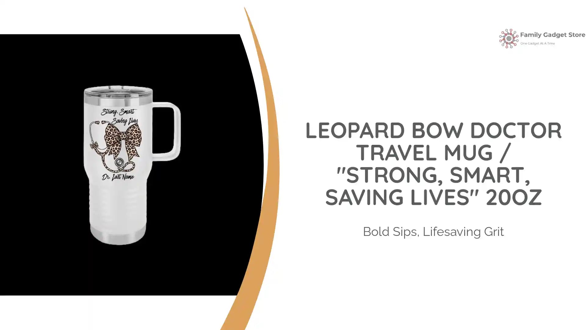 Leopard Bow Doctor Travel Mug / "Strong, Smart, Saving Lives" 20oz by@Outfy