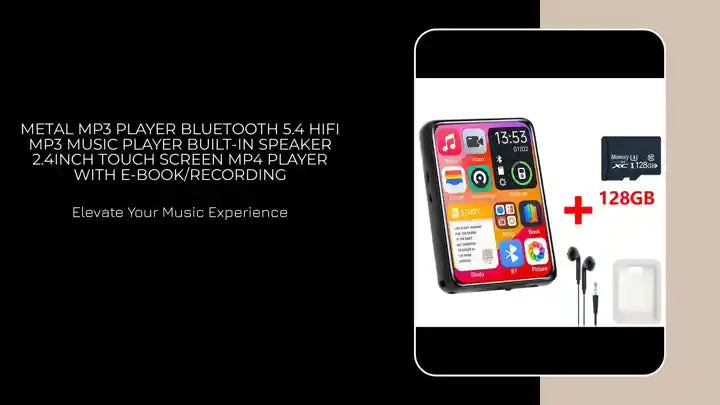 Metal MP3 Player Bluetooth 5.4 HiFi MP3 Music Player Built-in Speaker 2.4inch Touch Screen MP4 Player with E-book/Recording by@Outfy