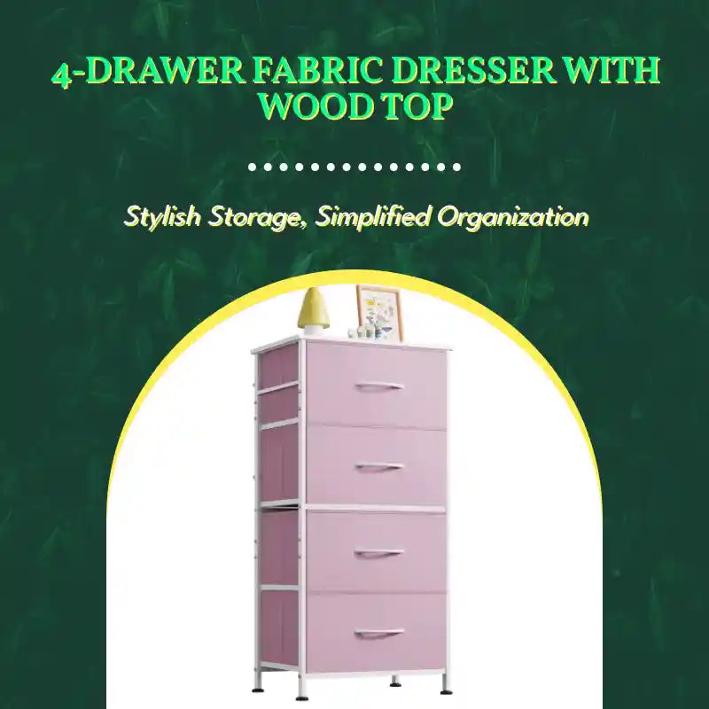 4-Drawer Fabric Dresser with Wood Top by@Outfy