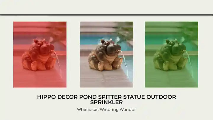 Hippo Decor Pond Spitter Statue Outdoor Sprinkler by@Outfy