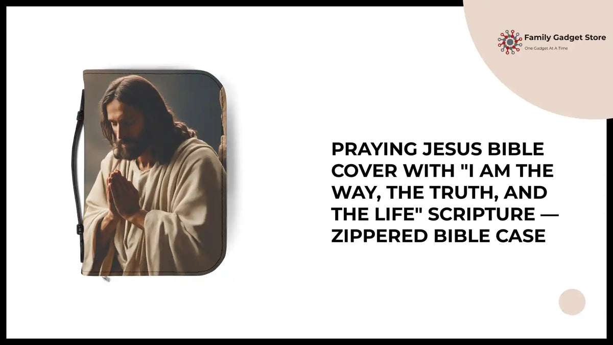 Praying Jesus Bible Cover with "I am the way, the truth, and the life" Scripture &mdash; Zippered Bible Case by@Outfy