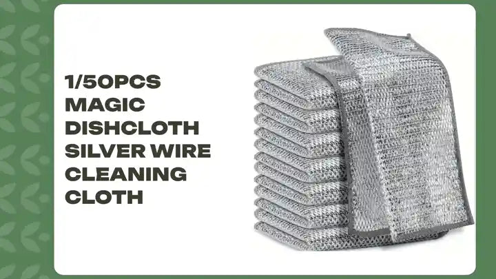 1/50pcs Magic Dishcloth Silver Wire Cleaning Cloth by@Outfy