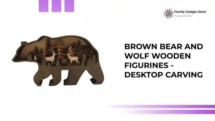 Brown Bear and Wolf Wooden Figurines - Desktop Carving by@Outfy