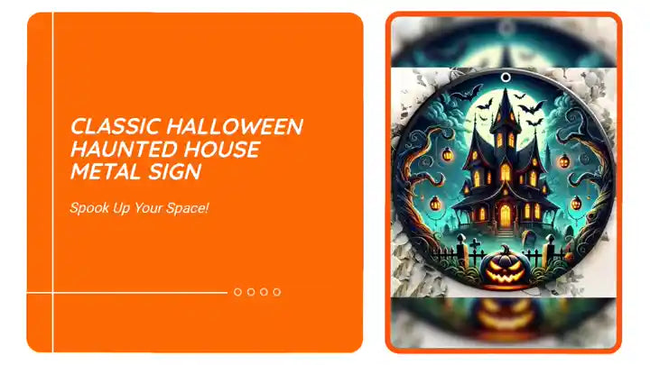 Classic Halloween Haunted House Metal Sign by@Outfy