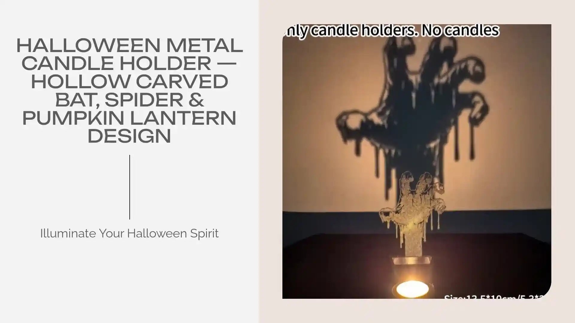 Halloween Metal Candle Holder &mdash; Hollow Carved Bat, Spider &amp; Pumpkin Lantern Design by@Outfy