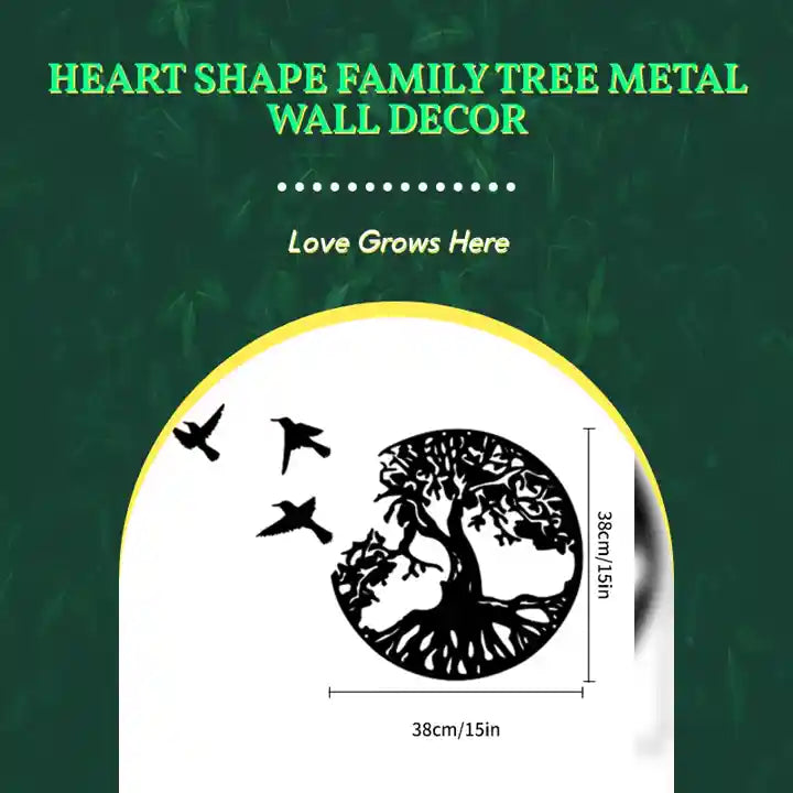 Heart Shape Family Tree Metal Wall Decor by@Outfy