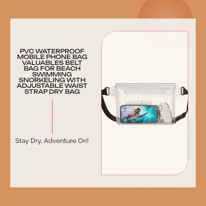 PVC Waterproof Mobile Phone Bag Valuables Belt Bag For Beach Swimming Snorkeling with Adjustable Waist Strap Dry Bag by@Outfy