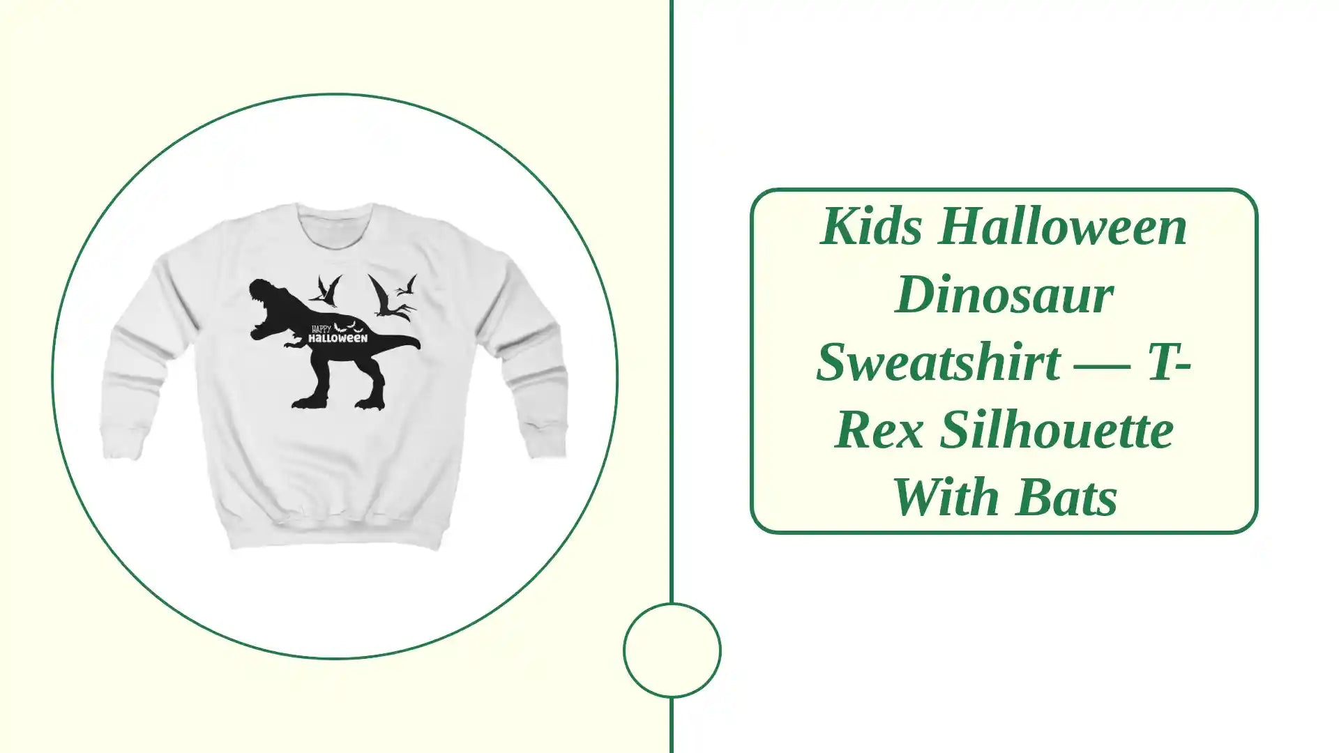 Kids Halloween Dinosaur Sweatshirt &mdash; T-Rex Silhouette with Bats by@Outfy