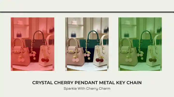 Crystal Cherry Pendant Metal Key Chain by@Outfy
