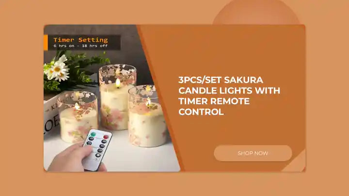 3pcs/Set Sakura Candle Lights with Timer Remote Control by@Outfy